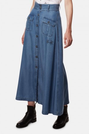 La Martina Regular-fit Long Tencel Etek Kadın Indigo | WJY-6403